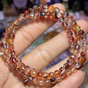 NO.5721天然红胶花三圈手链4.8mm18.9g