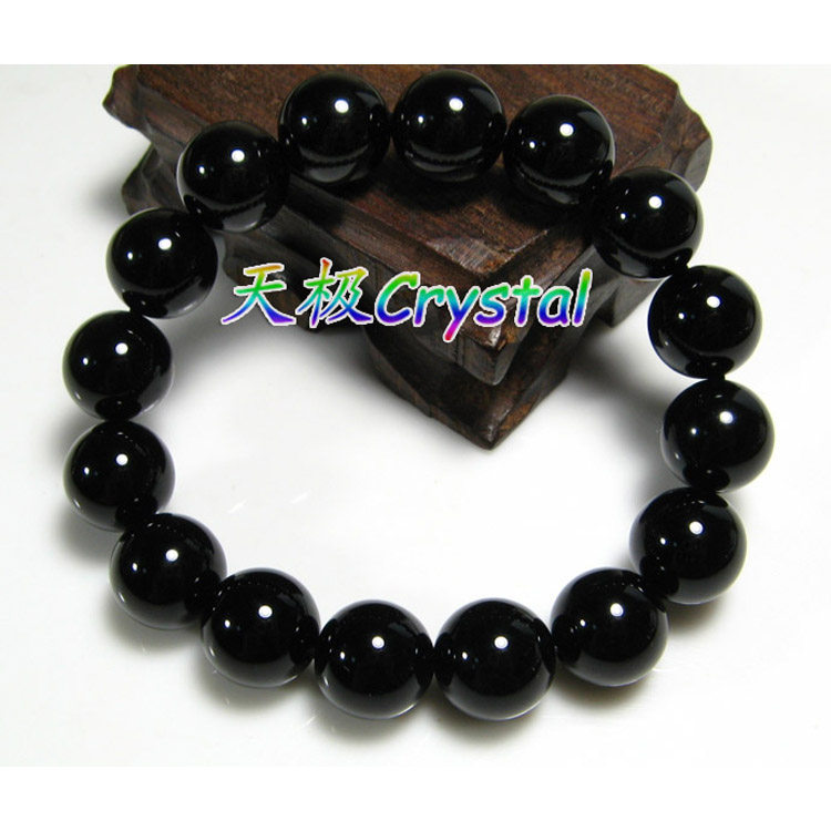 【天极水晶】正品天然巴西黑玛瑙手链~7A级~规格齐全~满10元包邮