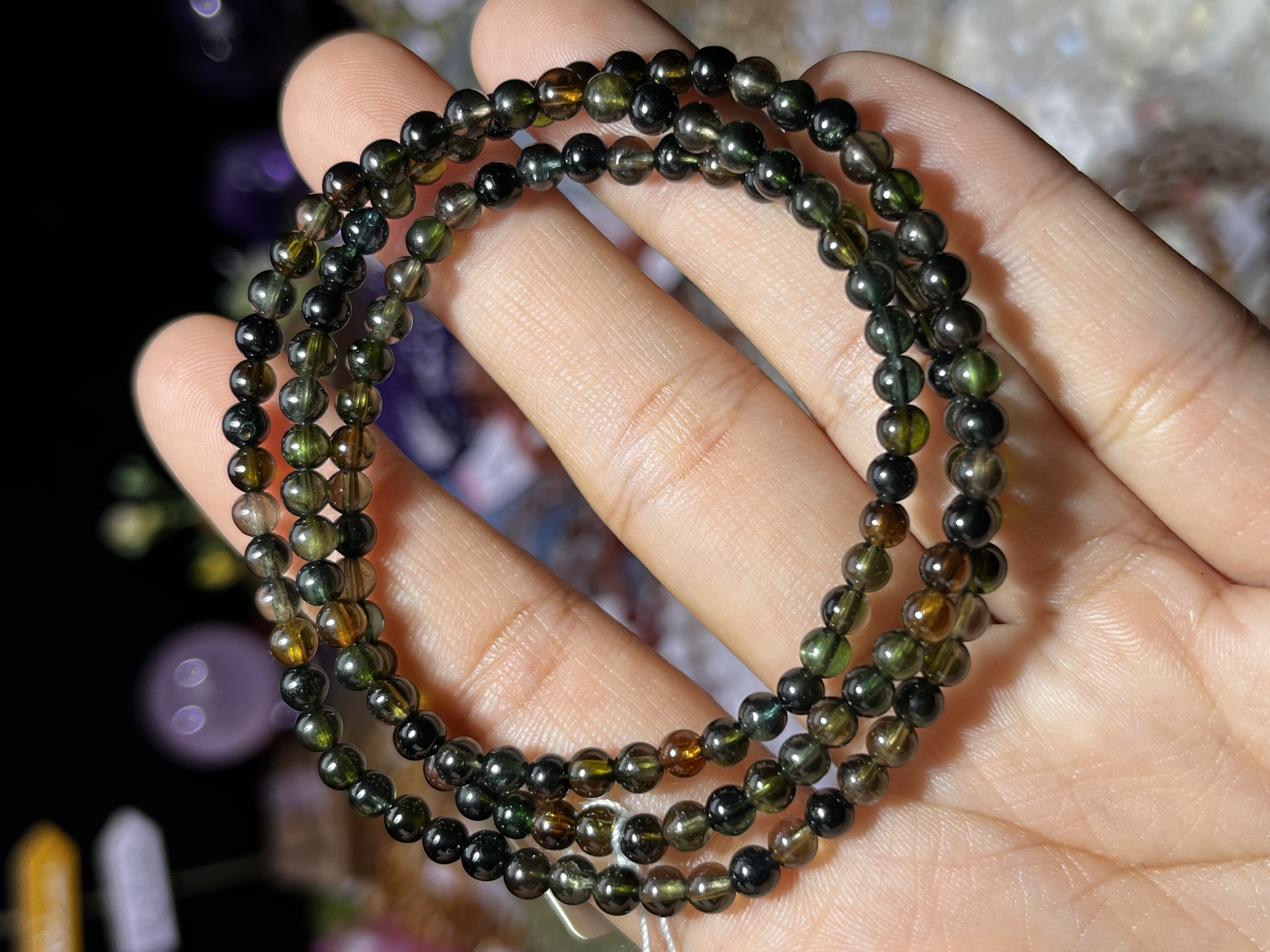 NO.5396天然碧玺三圈手链3.9mm14.2g