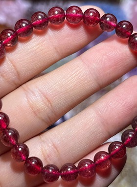 NO.5720天然鸽血红草莓晶手链6.5mm10.9g