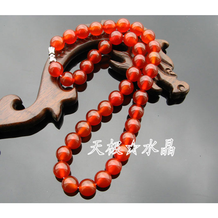 【天极水晶】正品天然巴西红玛瑙项链~7A级~颗颗精选~长度可定制