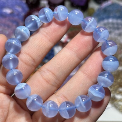 NO.5030天然蓝纹玛瑙手链10mm27.4g