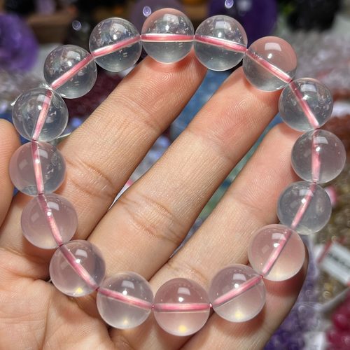 NO.5063天然星光粉晶手链12.8mm45.7g