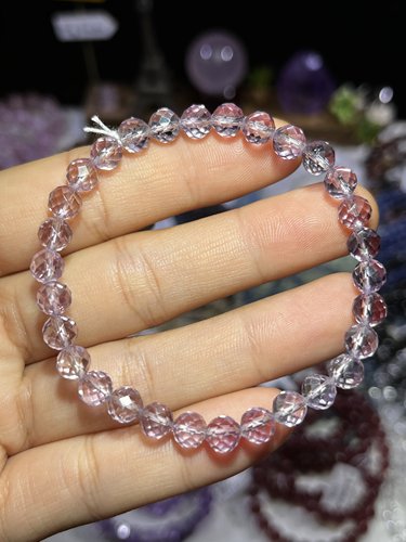 NO.6875天然紫水晶刻面手链6mm9.3g