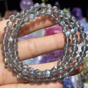 NO.5329天然灰月光三圈手链5.8mm27.9g
