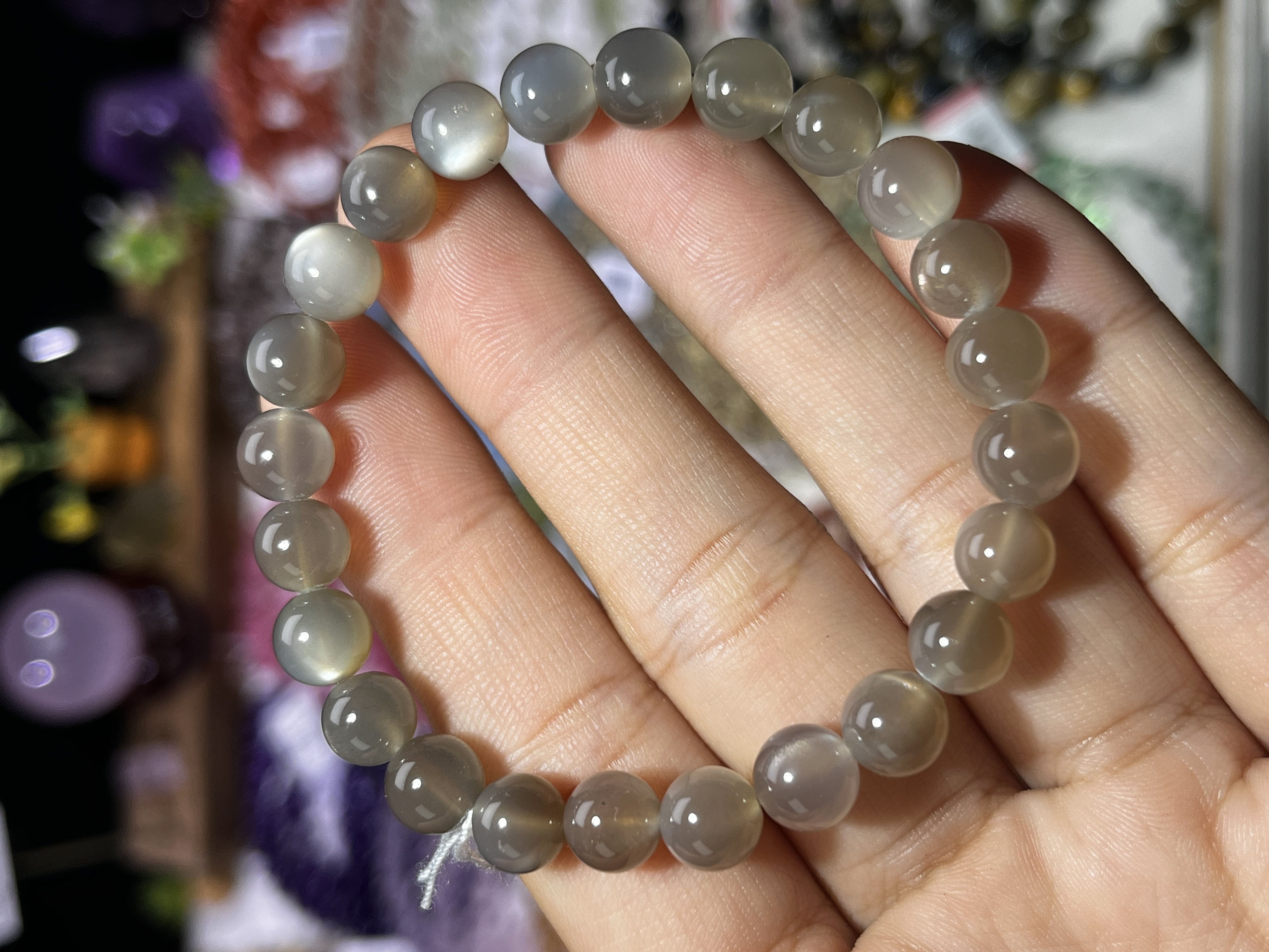 NO.5357天然奶茶月光手链7.5mm14.8g