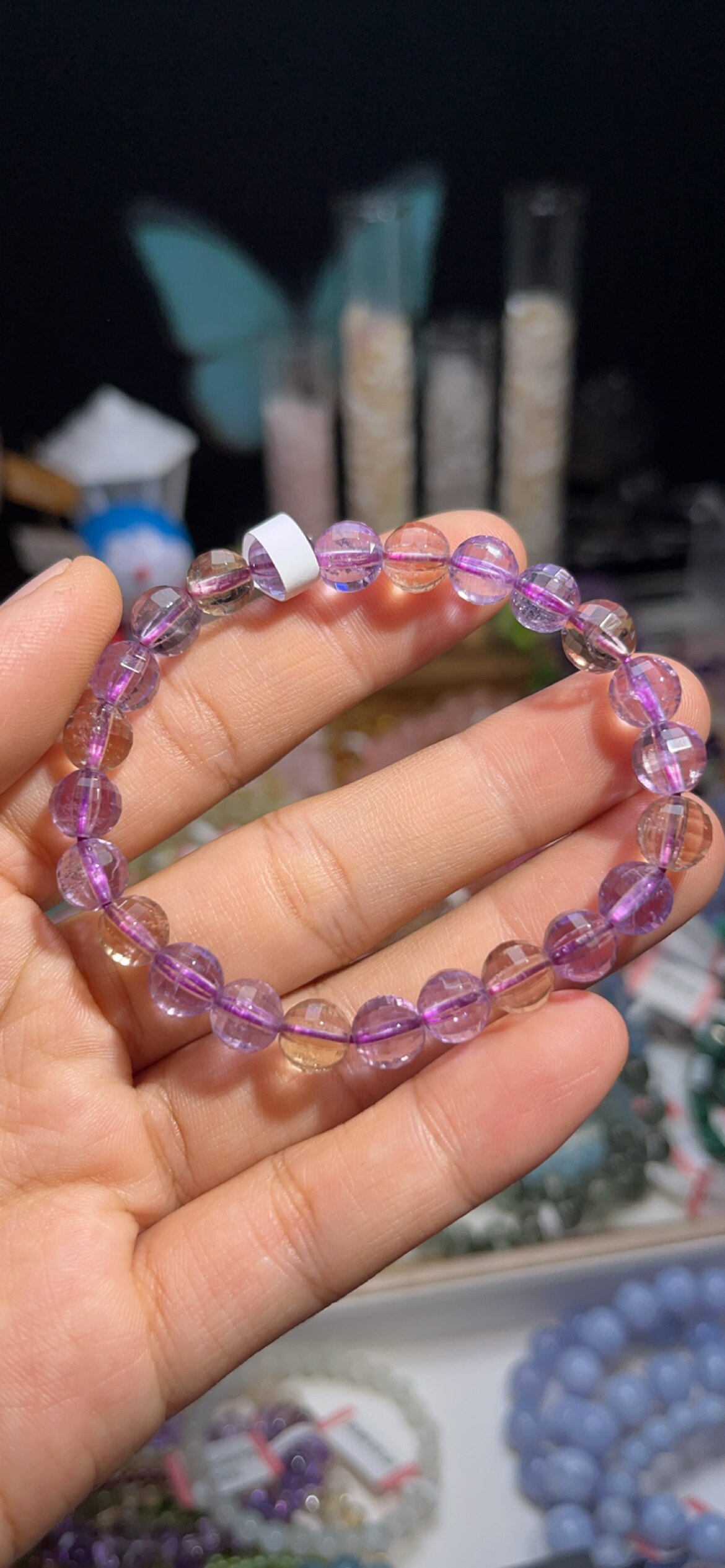 no.8118天然128刻面紫黄晶手链7.3mm13.8g