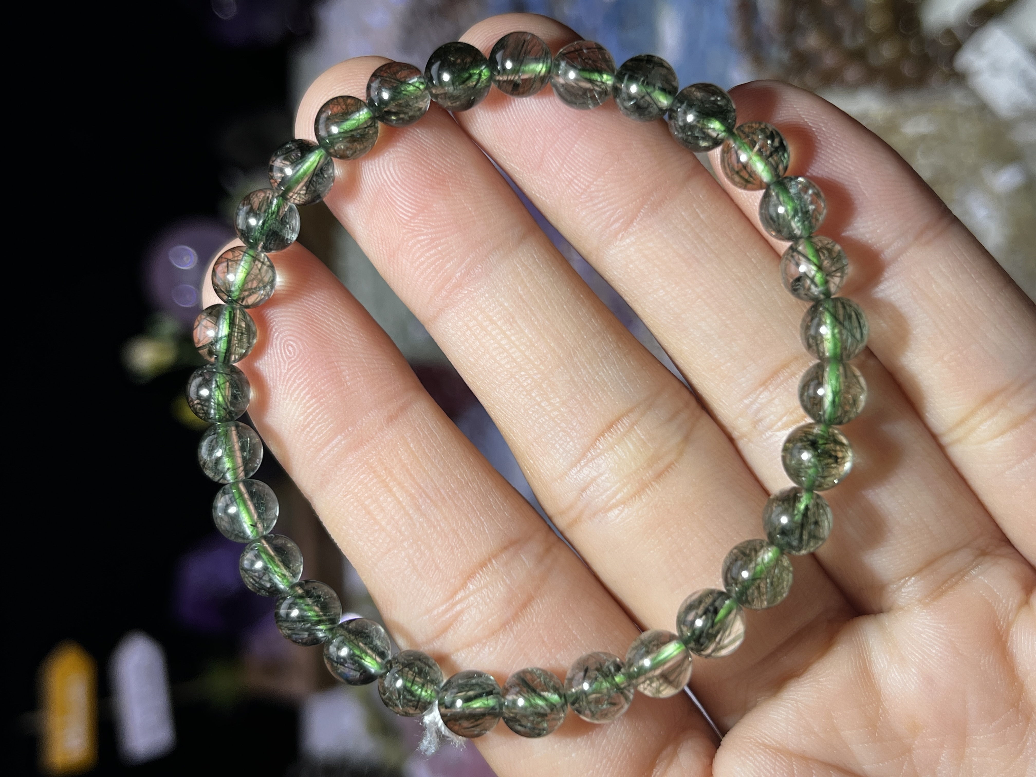 NO.5599天然绿发晶手链6mm9.7g