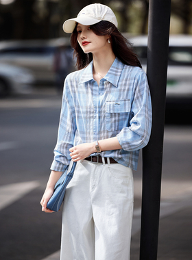 2026年春季新款短款格子长袖衬衫SXCS26024