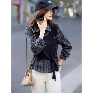 SXCS26001 衬衫 2026年新款 春秋格子假两件长袖