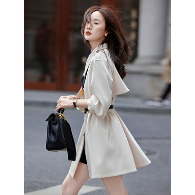 苏醒的乐园连衣裙式腰带领结时尚气质风衣2025