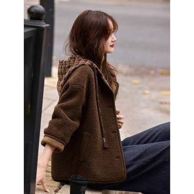 苏醒的乐园仿羊羔毛短款皮草外套女春秋新款皮毛一体小个子上衣