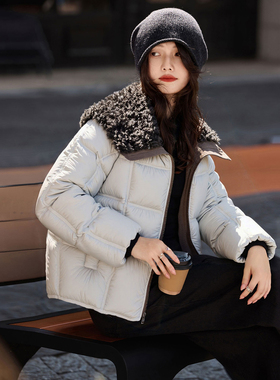 仿羊羔毛短款羽绒服2025年冬季新款厚外套上衣女装SXYRF25207