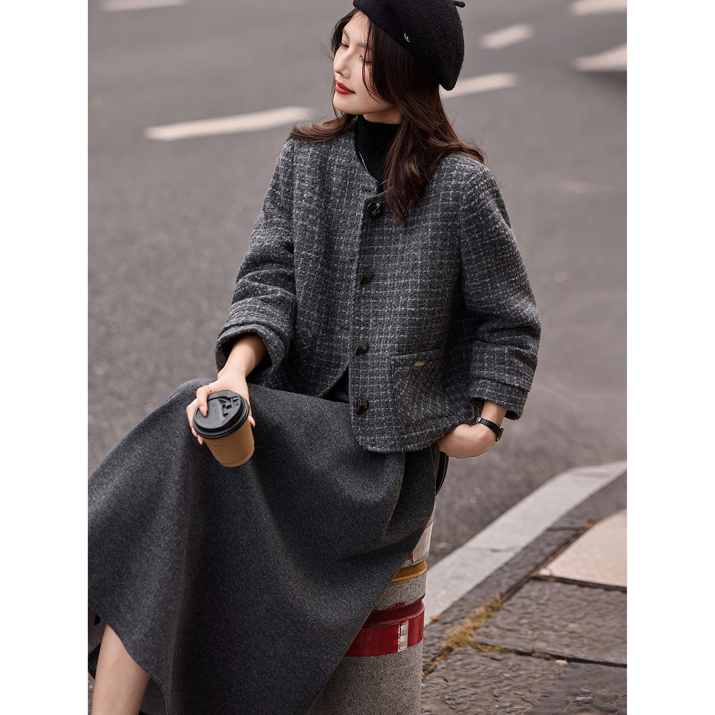 圆领毛呢羽绒服半裙套装女年冬季新款女两件套,女装/女士精品,时尚套装,淘宝优惠券,粉丝福利购,淘宝优惠卷