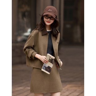 新款 女2025年冬季 两件套 乐园气质夹克外套半裙套装 苏醒