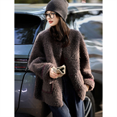 仿皮草羊羔毛厚毛毛外套女2025冬季 新款 高级感摇粒绒小个子上衣