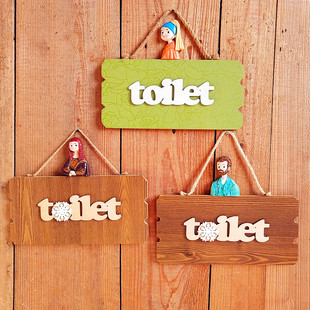 欧式经典人物男女卫生间洗手间厕所更衣室门牌挂牌创意木质指示牌