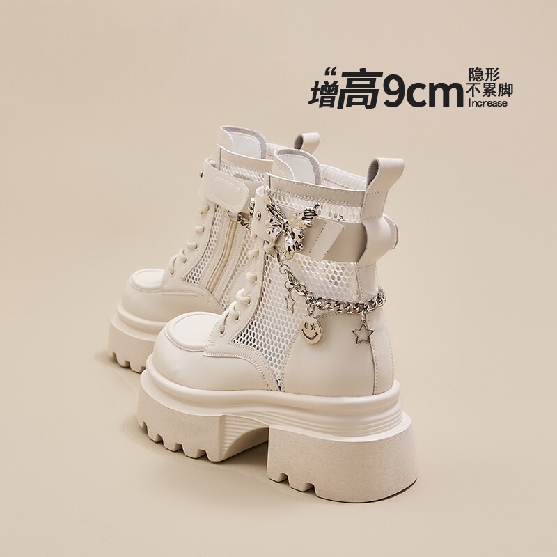 时尚春秋季厚底网面薄款马丁靴女