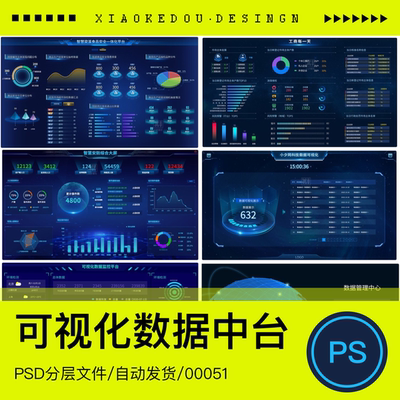 可视化数据科技中台企业大屏数据展示公司后台管理系统设计源文件