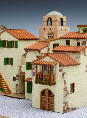 日本DIY手工拼装woodyjoe欧洲街景系列木制模型玩具