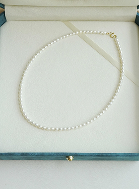 3-4mm小米粒天然淡水强光小珍珠项链锁骨链baby珠ins颈链choker女