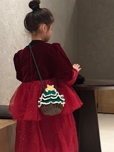 圣诞节新品毛线钩织儿童包包成品斜跨包包children's bag