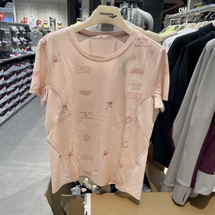 Saucony索康尼女子 跑步舒适透气圆领印花T恤SA1259ST42C 运动短袖
