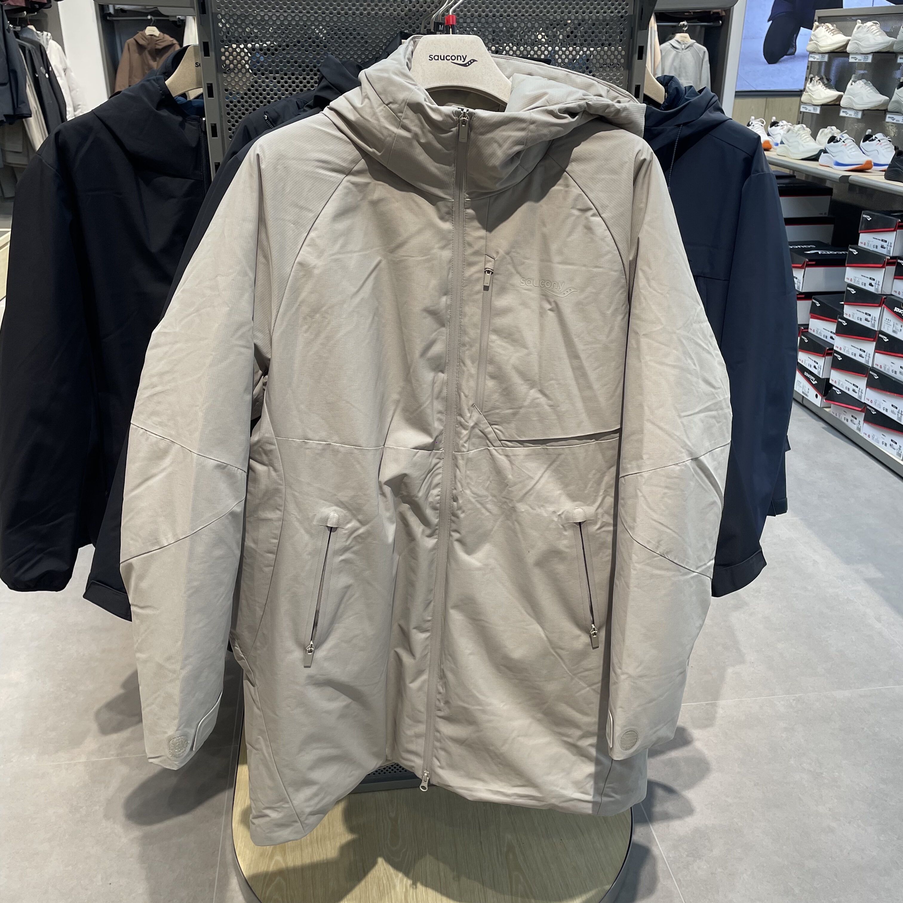 Saucony索康尼 彭于晏同款中长款羽绒户外防风保暖外套SC2240176A