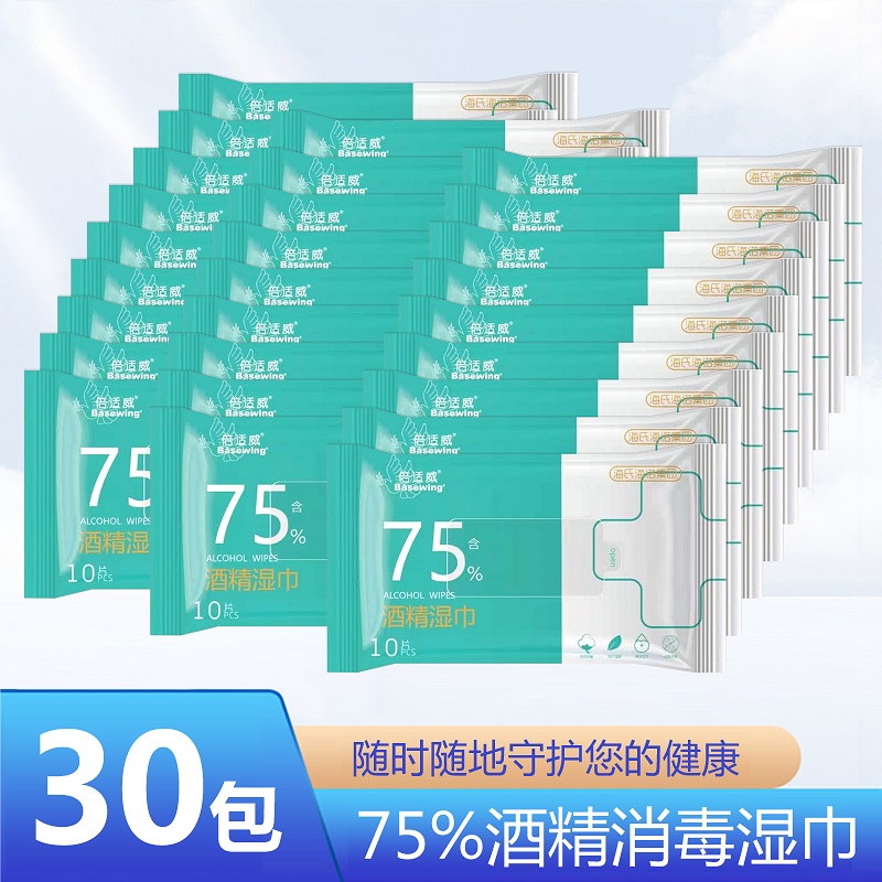海氏海诺75%酒精外用消毒湿巾30包300片便携式10片抽取随身装学生