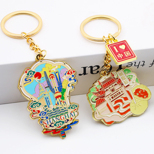 金属东方明珠塔钥匙扣圈城市景点钥匙圈包挂件上海旅游文创纪念品