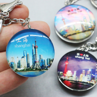 东方明珠水晶玻璃创意钥匙扣文创上海旅游纪念品钥匙圈中国风挂件