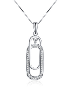 RURA s925纯银简约双环项链女简约时尚复古吊坠十字链套链饰品
