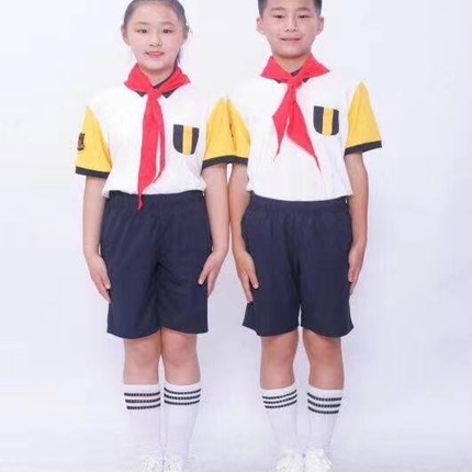 美绰新品湖北荆州实验小学统一校服短袖短裤棉质珠地面料舒适