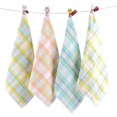 双面纯棉日系条纹柔软吸水小方巾