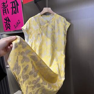 斜襟立领盘扣轻薄无袖 蝶恋花新中式 新款 百搭夏季 上衣女 国风时尚