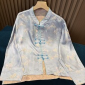 宽松显瘦长袖 新中式 复古盘扣风显气质春夏季 丝绸外套女