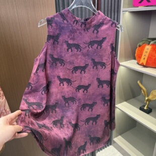 国风花纹复古无袖 新款 夏季 女背心 豹富