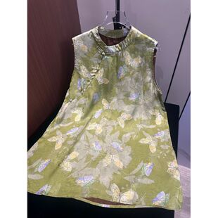 清新刻花无袖 复古改良旗袍女夏季 上衣 花蝶