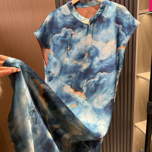 云裳 旗袍式 复古改良汉服女夏季 短袖 宽松文艺风连衣裙 薄款