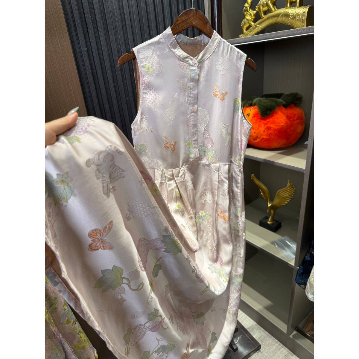 【香云纱·猫咪日记】复古盘扣无袖旗袍式连衣裙女夏季宽松显瘦