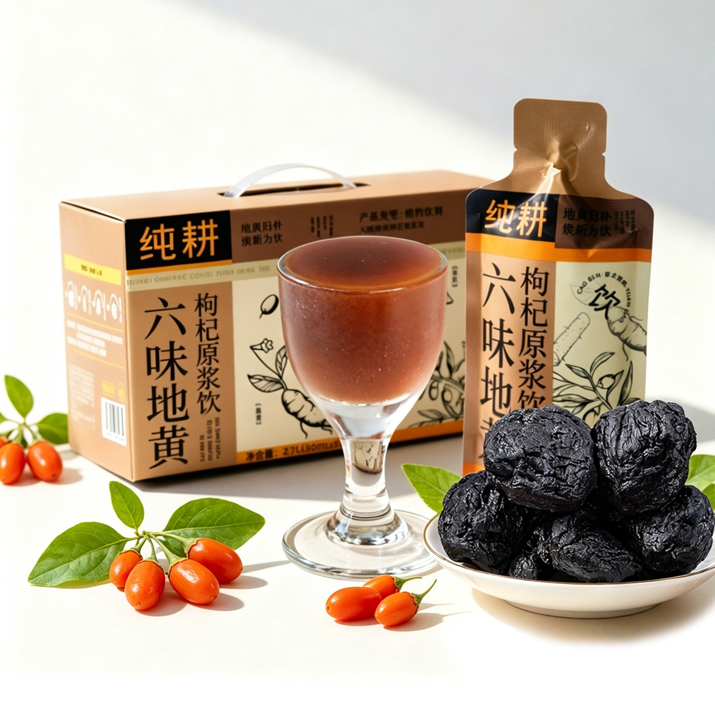 纯耕宁夏厂家直发六味熟地黄枸杞原浆山药山茱萸茯苓当归组合原汁