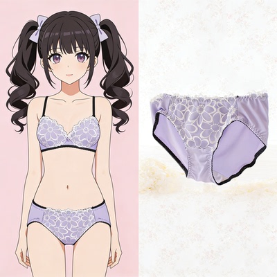 花朵刺绣紫色蓝色萌妹胖次三角裤