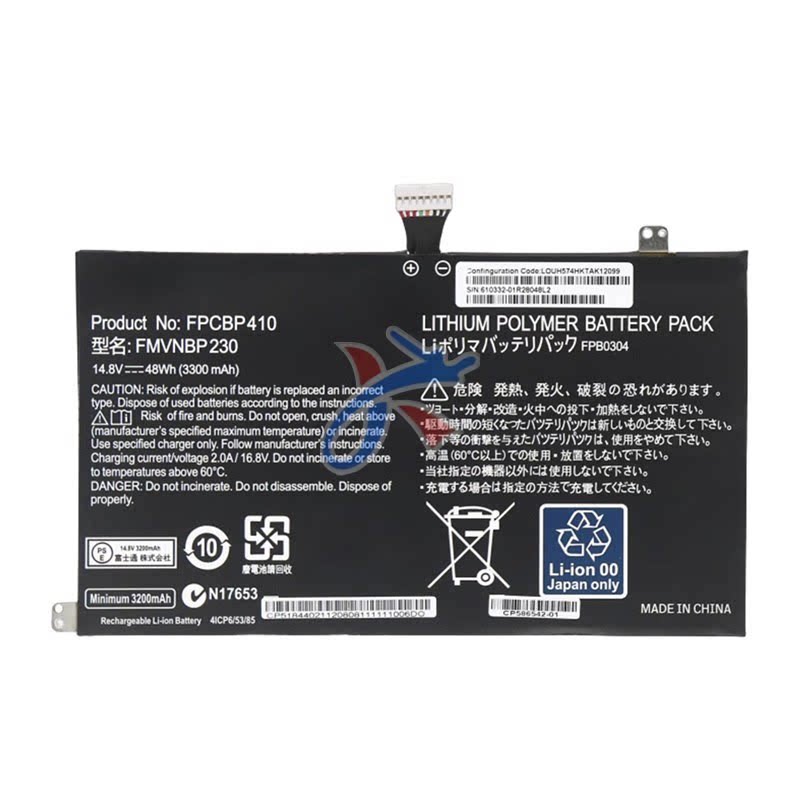 FPCBP410适用富士通Lifebook UH554 UH574 FMVNBP230电池FPB0304