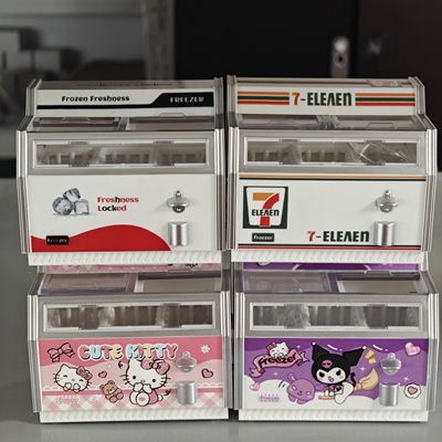 儿童迷你超市雪糕小冰柜微缩卧式冰箱模型甜品食玩过家家摆件玩具