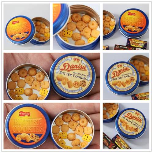 迷你玩具微缩食玩大蓝罐曲奇模型