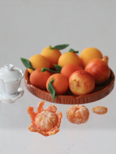 不能吃微缩食玩手工粘土作品剥皮桔子橙子石榴模型小布ob娃屋