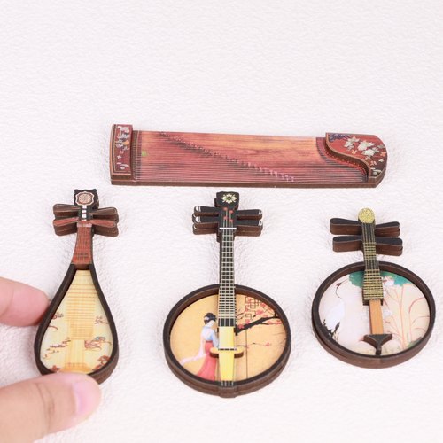 迷你微缩仿真模型古风乐器琵琶古筝琵琶古琴小食玩bjd娃屋摆件