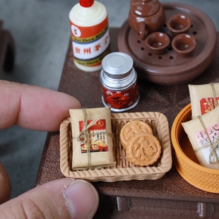 迷你微缩场景中式怀旧古风娃屋糕点包摆件模型