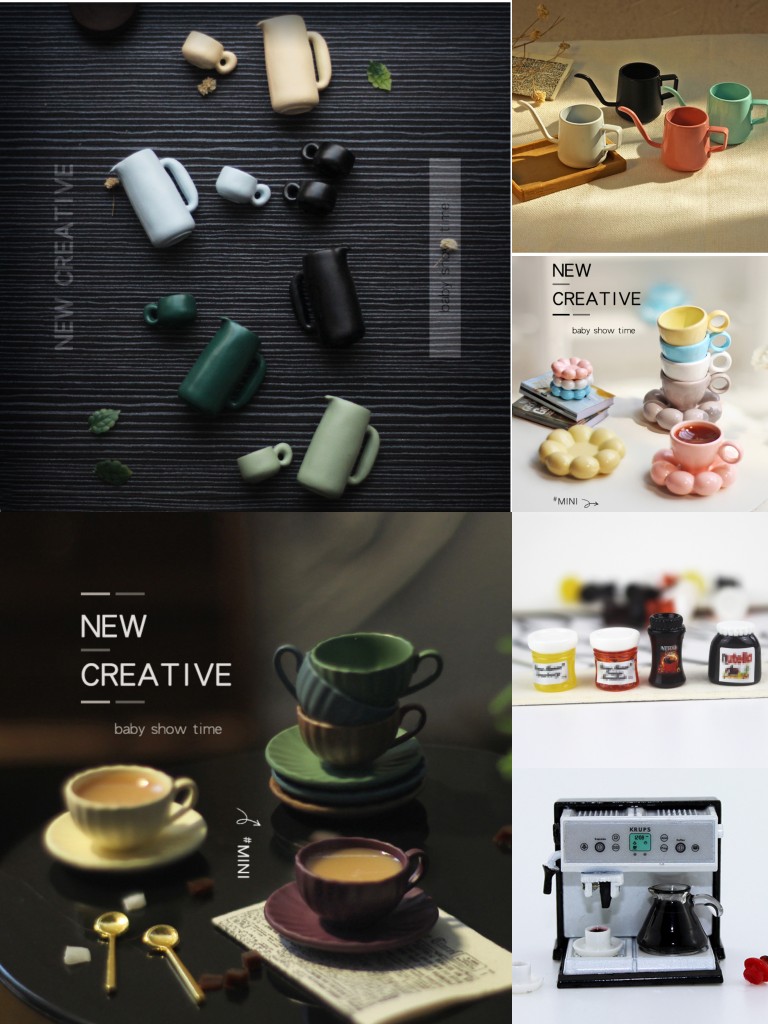 迷你微缩玩具食玩咖啡杯模型