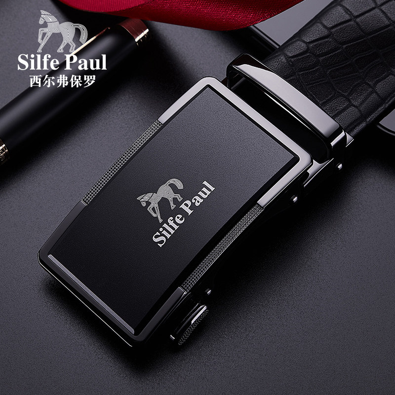 正品保罗男士真皮皮带男款2025新款牛皮男式腰带自动扣潮商务裤带